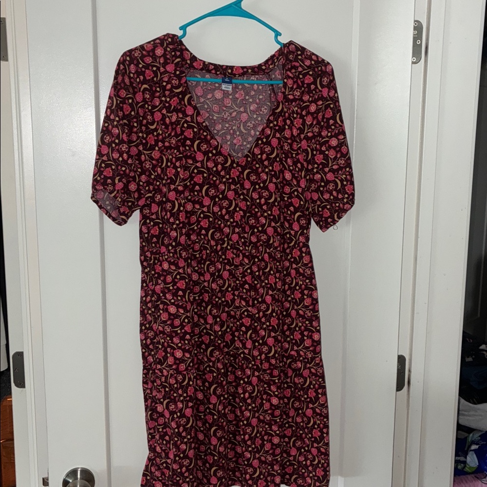 Old Navy Pink and Burgundy Floral Dress